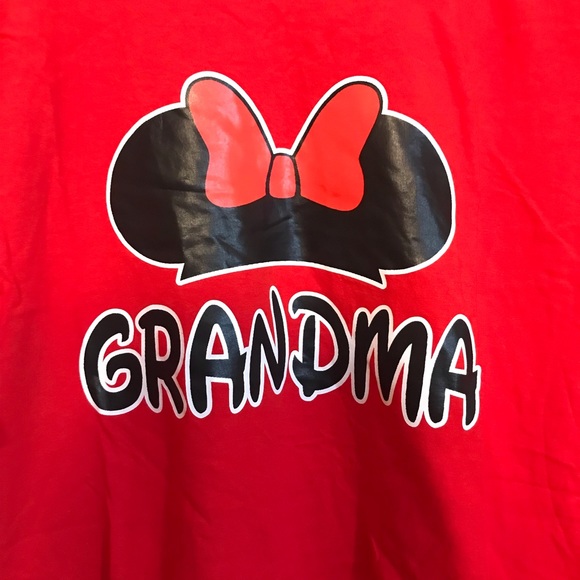 Red cotton short sleeves T-shirt w/ Disney Minnie Ear design &GRANDMA on it; XL. - Picture 2 of 6